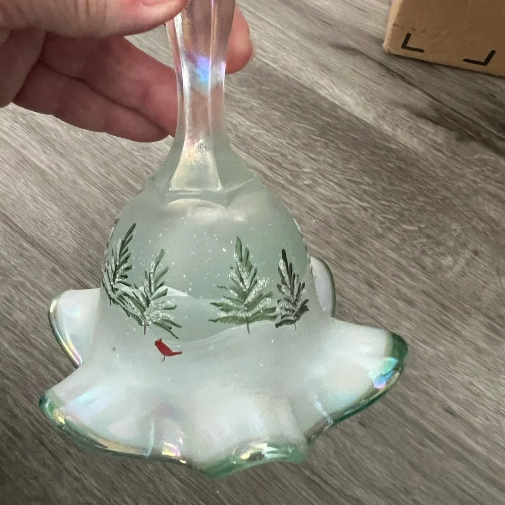 Fenton Glass Bell with Green Fern Design - Picture 13 of 16